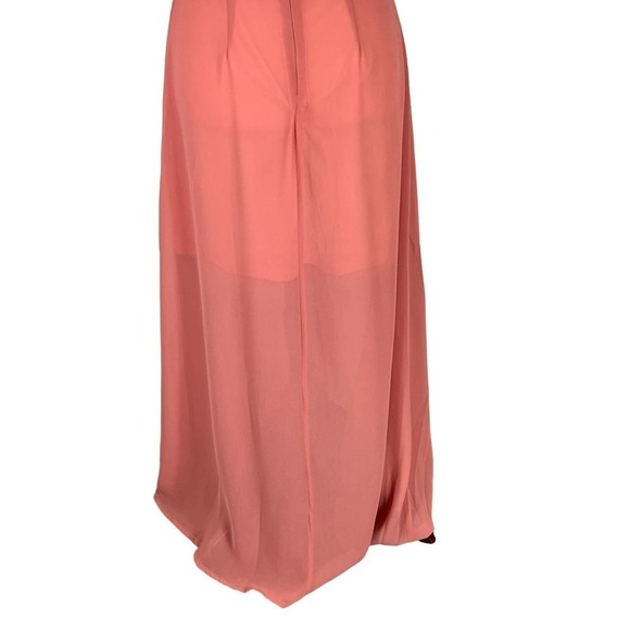 ENTRO FIXED SPAGHETTI STRAP V-NECK TWIST FRONT MAXI DRESS DARK SALMON SMALL NWT - Picture 9 of 15
